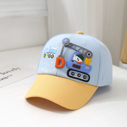 Baby Hat Cartoon Engineering Car Baseball Cap Cute Boys Girls Duckbill Cap Children Summer Sun Hat For Kids 2-6 Years