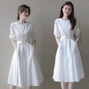 Women's Dress White Clothing Midi Formal Occasion Female Dresses 2024 Outfits Luxury Chic and Elegant Pretty Fashion Y2k Loose X