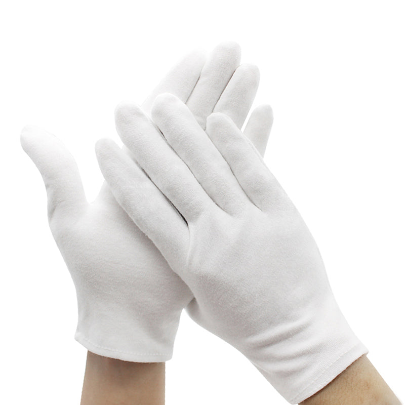 1 Pairs New Full Finger Men Women Etiquette White Cotton Gloves Waiters/Drivers/Jewelry/Workers Mittens Sweat Absorption Gloves