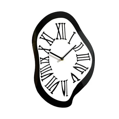 Melting Clock Roman Numeral Clock Distorted Wall Clock for Shop Bedroom Home