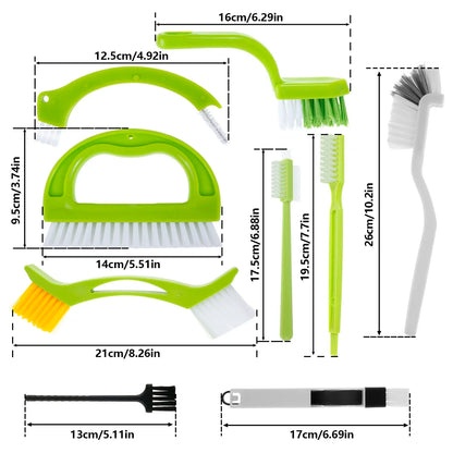9Pcs Groove Cleaner Brush Set Multipurpose Hand-held Cleaning Brush Deep Cleaning Reusable Tile Joint Scrub Brush NEW