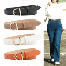 Load image into Gallery viewer, Women&#39;s Belt Fashion Pin Buckle Thin Belt Genuine Luxury Soft Belt Women With Cargo Pants Jeans Windproof Belt Pu Leather Belt

