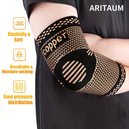 Elbow compression sleeve (1 pair)-prevents and restores tendonitis support for weight liftin