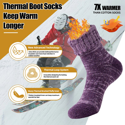 3 Pairs of Merino Wool Warm Winter Socks Hiking Socks for Men and Women Winter Skiing Thick Boots Insulated Socks Cold Resistant