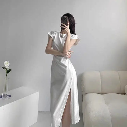 White Dresses for Women 2024 Woman Dress Clothes Midi X New in Chic and Elegant Pretty Cheap Casual Y2k Outfits Harajuku Cotton