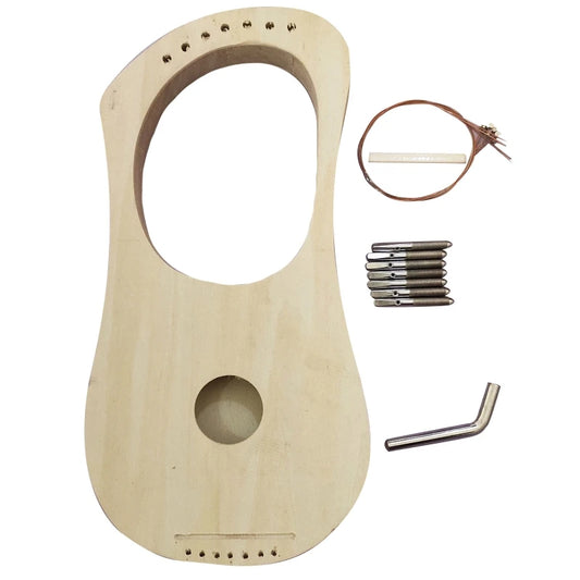 7 Strings Lyre Harp DIY Kit Solid Basswood String Musical Instrument Handwork Painting Assembly for Amateur Beginner