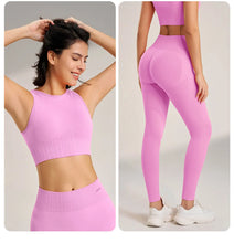 Load image into Gallery viewer, Yoga Clothing Set Women&#39;s High Waisted Leggings and Top Two Piece Seamless Fitness Exercise Clothing Fitness Workout Underwear
