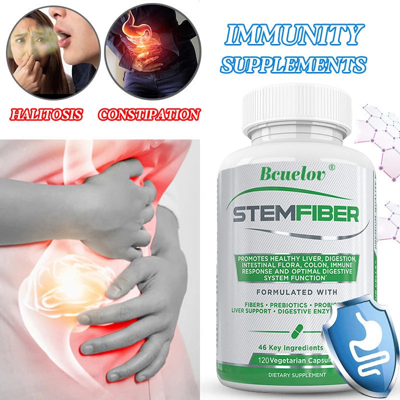 Fiber Probiotic + Prebiotic Supplement, Liver Support, Digestion, Gut Microbiome, Constipation Relief, 120 Capsules