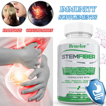 Fiber Probiotic + Prebiotic Supplement, Liver Support, Digestion, Gut Microbiome, Constipation Relief, 120 Capsules
