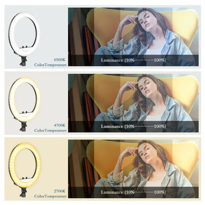 18 Inch Ring Light 36W Dimmable 3200K-5600K Light Carrying Bag for YouTube Selfies Photography Compatible Smartphones