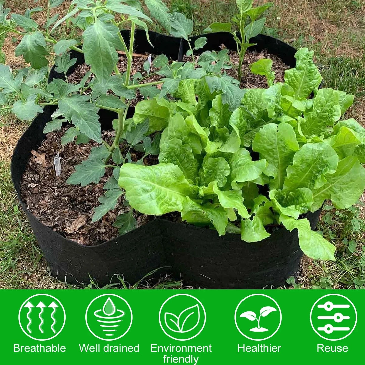 New 4/8 Grids Garden Raised Planting Bed Fabric Raised Garden Bed Square Felt Garden Flower Grow Bag Vegetable Planter Pot