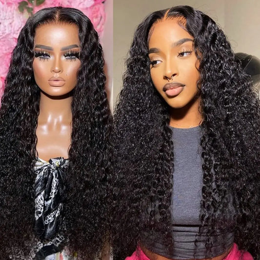 Deep Curly 13x4 Transparent Lace Frontal Wig Human Hair Bling Curly Human Hair Wigs For Women Lace Front Wig Human Hair