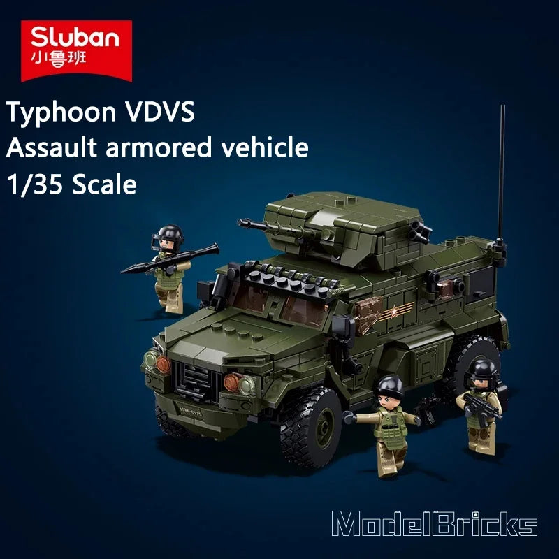 519PCS Typhoon VDVS Assault Armored Vehicle Building Blocks Model with Mini Figures Creative Play Toy Gift for Kids Collectors