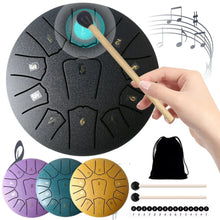 Load image into Gallery viewer, 6/3 Inch 11/6 Notes Mini Handpan Drum Finger Picks Percussion Instruments Sound Healing Steel Tongue Drum for Meditation Yoga
