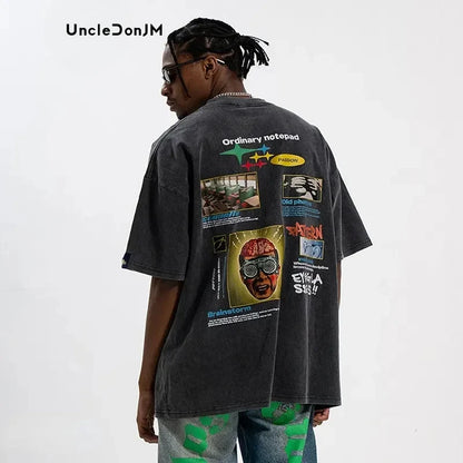 Graphic T Shirt Men Street Wear Couple T-shirt Harajuku Vintage T Shirt 2023 Summer Oversized T Shirt Y2k Clothes