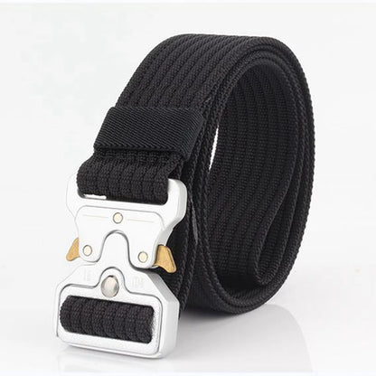 Belts For Men Tactical Belt Metal Silver Buckle Nylon Waist Strap Girdle Heavy Duty Training Hunting Mens Belts