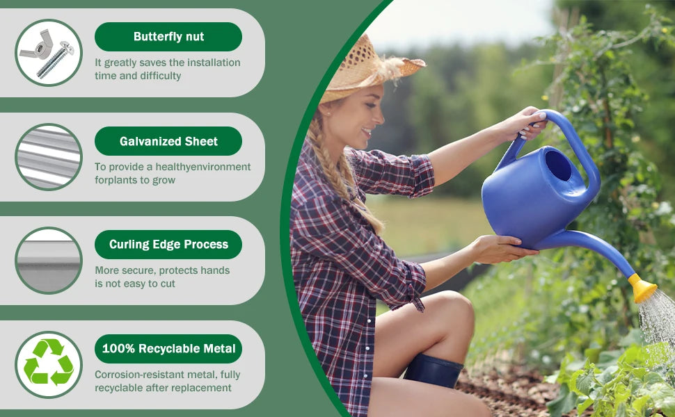 4x2x1ft Raised Garden Beds Outdoor Kit, Galvanized Oval Planter Box, Metal Bottomless Elevated Garden Boxes Set for Planting Veg