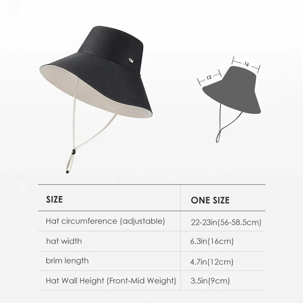OhSunny Fisherman Hats for Women,Womne's Bucket Sunhat Double-Sided Wearing,UPF50+ Large Brim Hiking Hats with Ponytail Hole