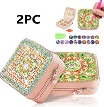 Load image into Gallery viewer, Two mandala themed diamond painting sets with crystal DIY makeup boxes, suitable for ladies to carry when traveling
