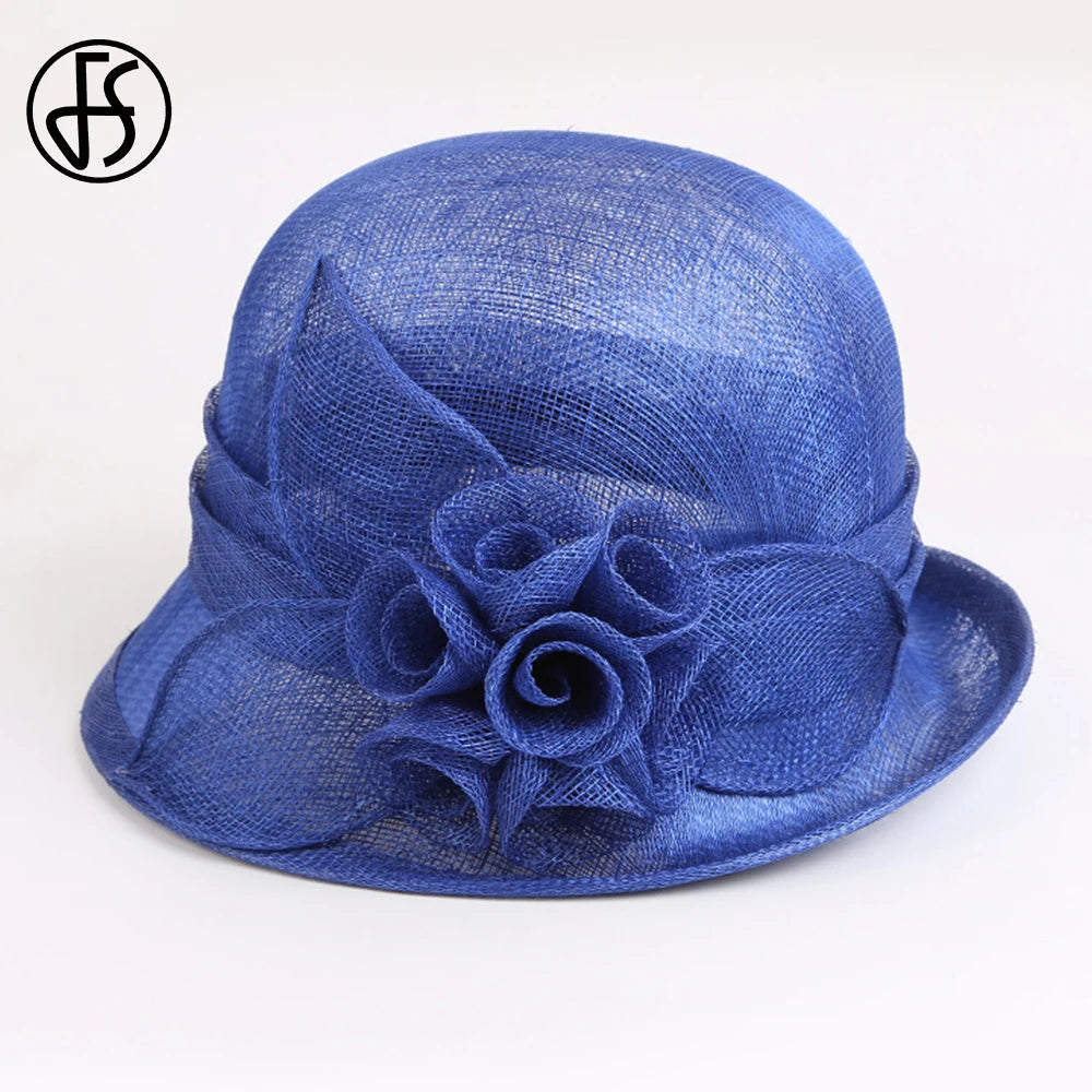 FS Wedding Top Hats For Women Elegant Church Sun Protection Cap Ladies Purple Breathable Sunshade Formal Occasion Millinery