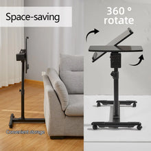 Load image into Gallery viewer, Overbed Bedside Table with Wheels, Adjustable Overbed Table with Tilting Desktops, Rolling Laptop Table, Overbed Desk
