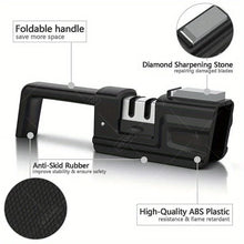 Load image into Gallery viewer, Knife Sharpener, 3-Stage Knife Sharpener Tool with Sharpening Stone, 2-in-1 Knife Sharpener Kit, Foldable Chef Knife Sharpening
