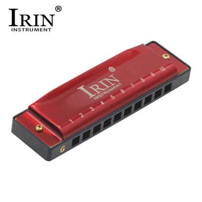 IRIN 10 Holes G Key 20 Tone Harmonica Colorful Blues Harmonica Woodwind Instrument Suitable for Beginners Teaching Playing Gift