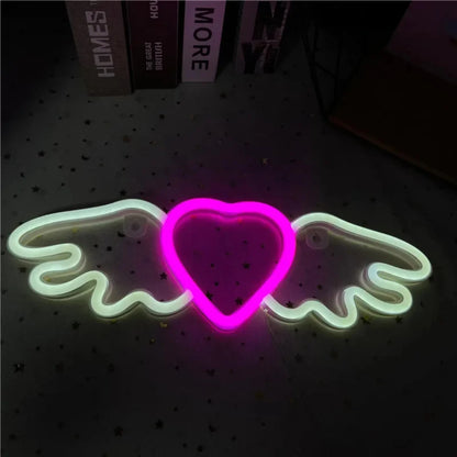 New Stunning Exquisite and Sexy Angel Wings Lip Sign Lamp - Perfect Gift for Parties - Ideal for Decorating Tables, Rooms, Shops