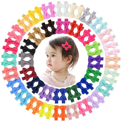 36Pcs/Lot Solid Color Grosgrain Ribbon Bowknot Kids Hair Clips Handmade Bows Baby Girls Barrettes Hairpins Photo Props Gift Set