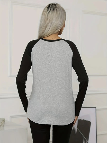 Women's Clothing Tops O-Neck Long Sleeve Thick Office Lady Commuter Autumn Winter Casual Printed All-match T-shirt