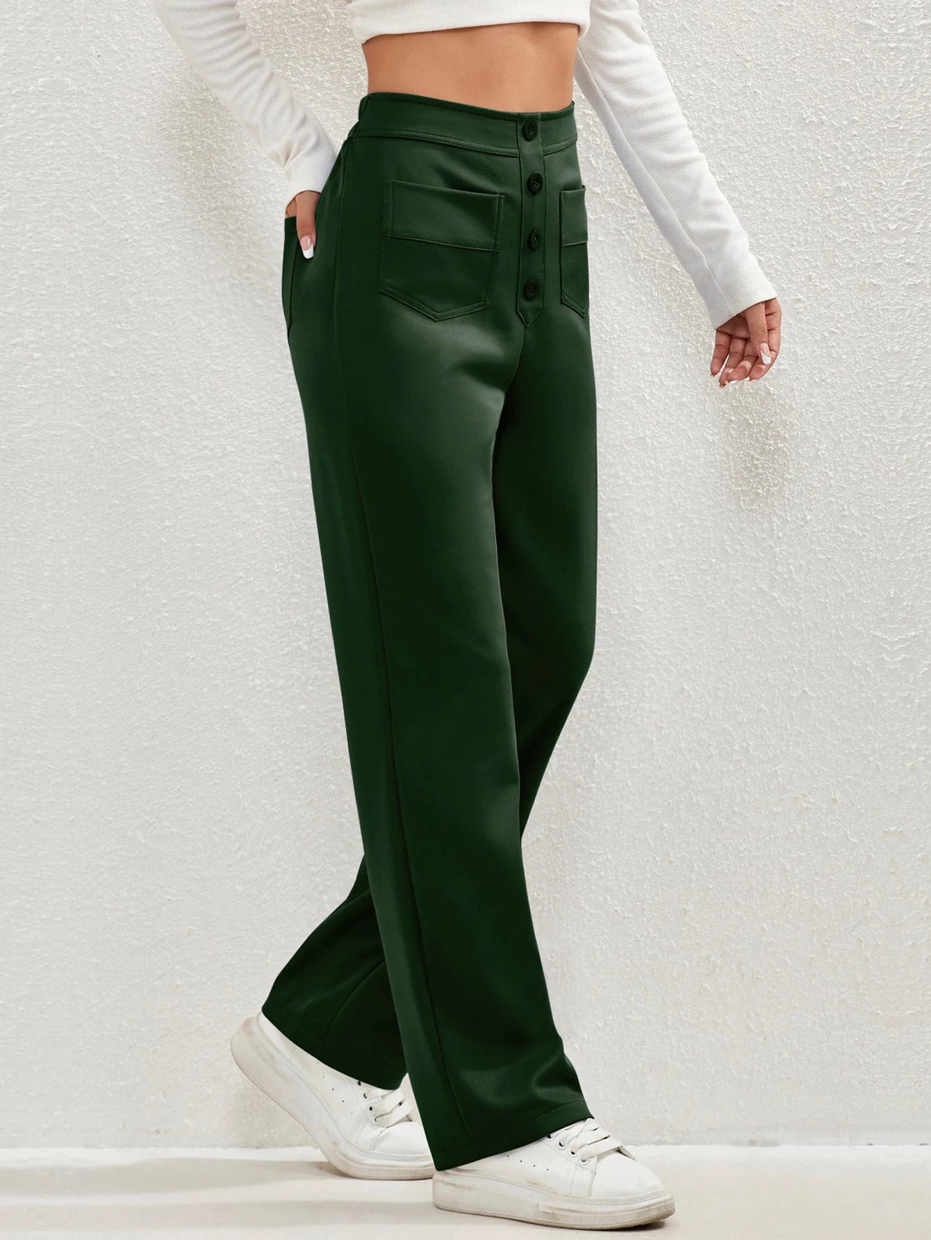 Women Sweatpants 2024 High-Waisted Multi-Pocket Cargo Pants Elegant Full-Length Casual Pants Blackish
