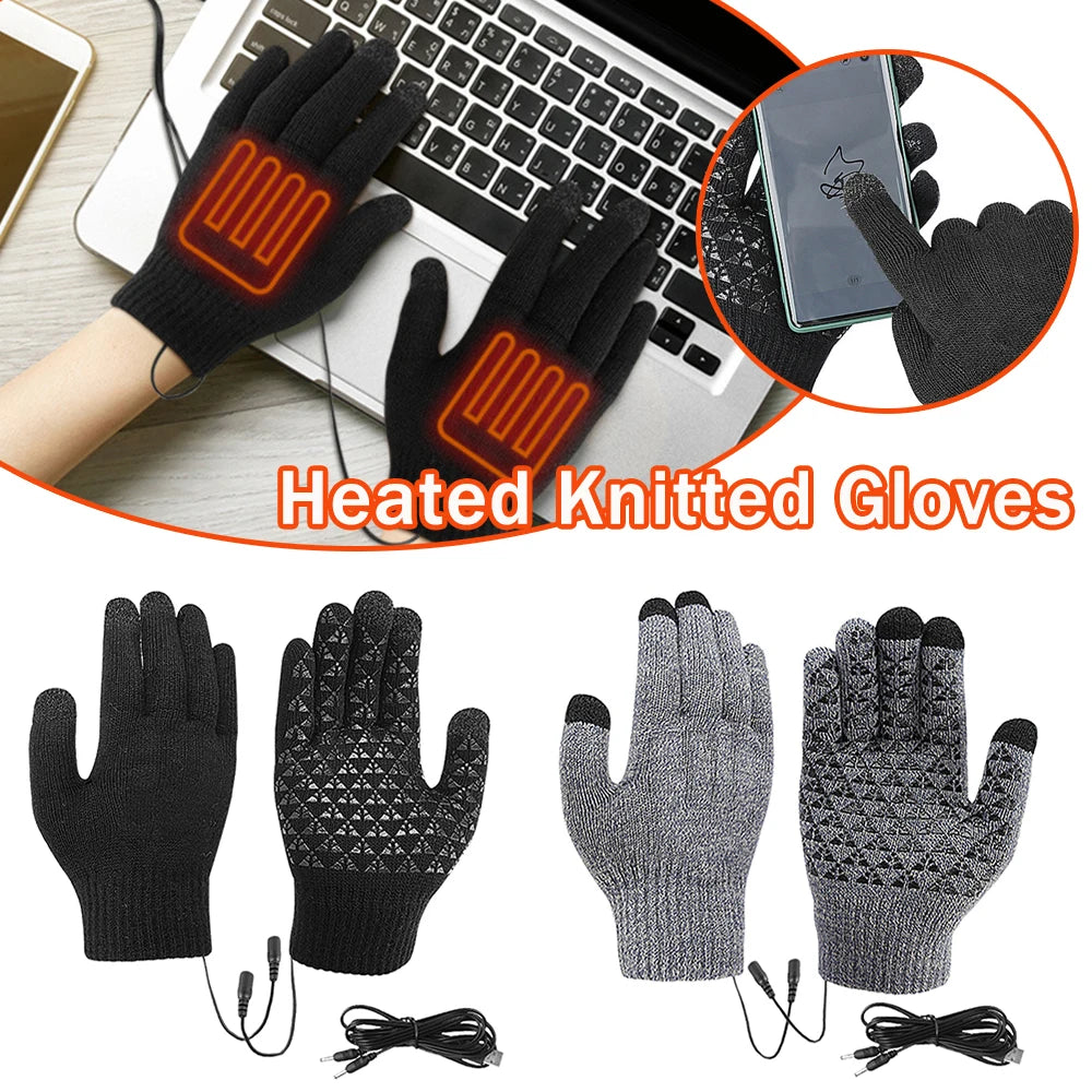 Electric Heated Gloves Winter Warm Gloves USB Touch Screen Gloves Motorcycle Snowboard Cycling Hand Warmer for Driving Skiing