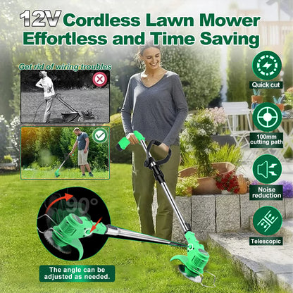 Cordless Electric Weed Eatwith a Charger, Height Adjustable Brush Cutter, Rechargeable Weeder for Home Weeding, Mowing