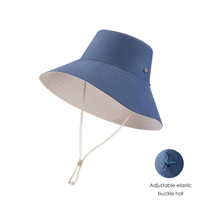 OhSunny Fisherman Hats for Women,Womne's Bucket Sunhat Double-Sided Wearing,UPF50+ Large Brim Hiking Hats with Ponytail Hole