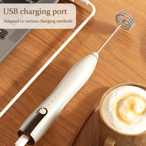 Electric Drink Mixer 3 Speeds Mini Stirrer Whipper Adjustable USB Rechargeable 14000rpm 1500mAh with TYPE-C/Mixing Head Wireless