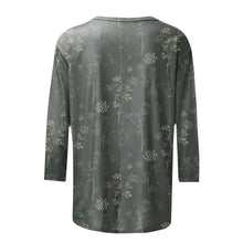 Load image into Gallery viewer, Female Clothing Delicate Fashion Shirts Floral Round Neck 3/4 Sleeves Printed Summer Women Pullover Daily Wear Vetement Femme
