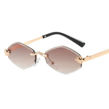 Load image into Gallery viewer, Fashion Small Polygonal Sunglasses for Women Luxury Brand Rmless Brown Rhombus Sun Glasses Woman Vintage Metal Shades Eyewear
