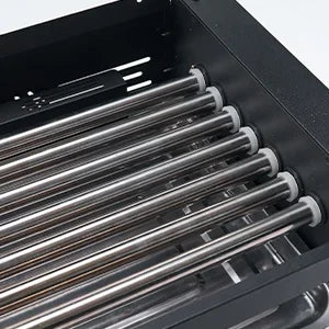 1400W Hot Dog Roller Machine Stainless Hotdog Roller Grill with Glass Guard LED Warm Light for Commercial BBQ (7 Rollers)