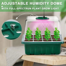 Load image into Gallery viewer, Seed starter tray with grow lights, 1 seed germination kit with adjustable humidity dome, seedling starter tray with raised lid.
