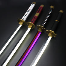 Load image into Gallery viewer, 41″ Light Up Roronoa Zoro Swords Katana Japanese Anime Cosplay Samurai Sword Shusui Enma Kitetsu with Sword holder And Belt
