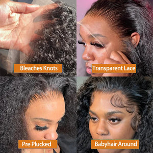 Deep Curly 13x4 Transparent Lace Frontal Wig Human Hair Bling Curly Human Hair Wigs For Women Lace Front Wig Human Hair