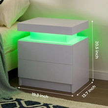 Load image into Gallery viewer, Set of 2 LED Nightstand with 2 Drawers, Bedside Table with Drawers for Bedroom Furniture, Side Bed Table with LED
