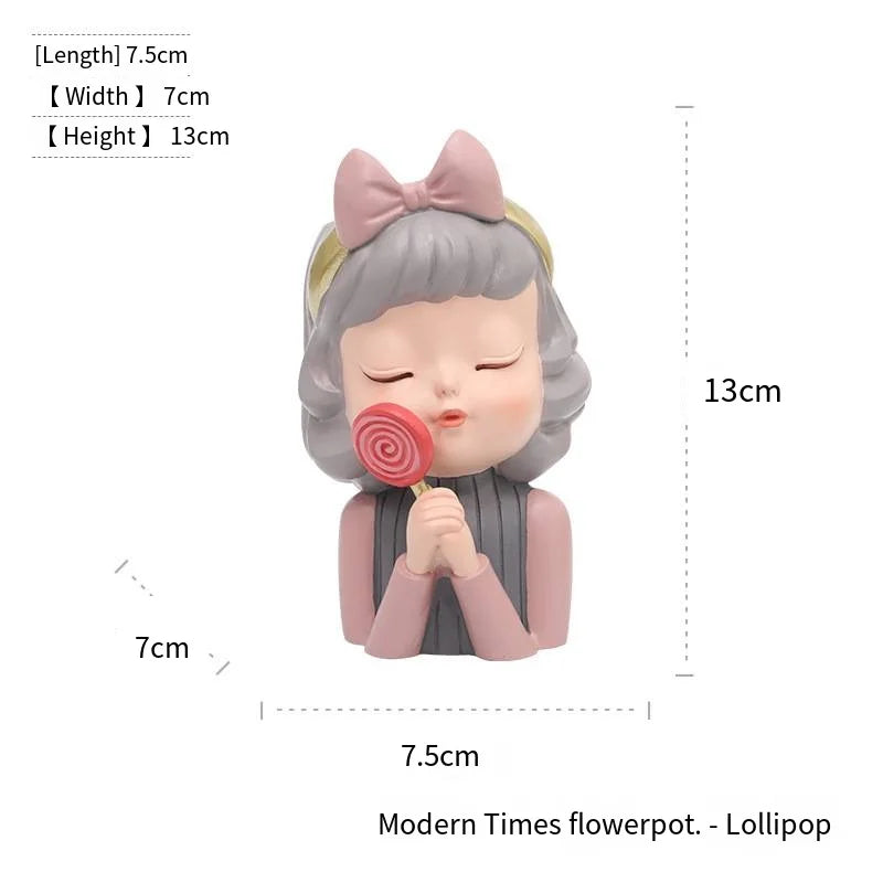 European Resin Gardening DIY Succulent Flower Pot Table Top Creative Cute Girl Green Plant Small Flower Pot Gift