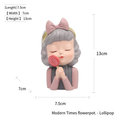 European Resin Gardening DIY Succulent Flower Pot Table Top Creative Cute Girl Green Plant Small Flower Pot Gift