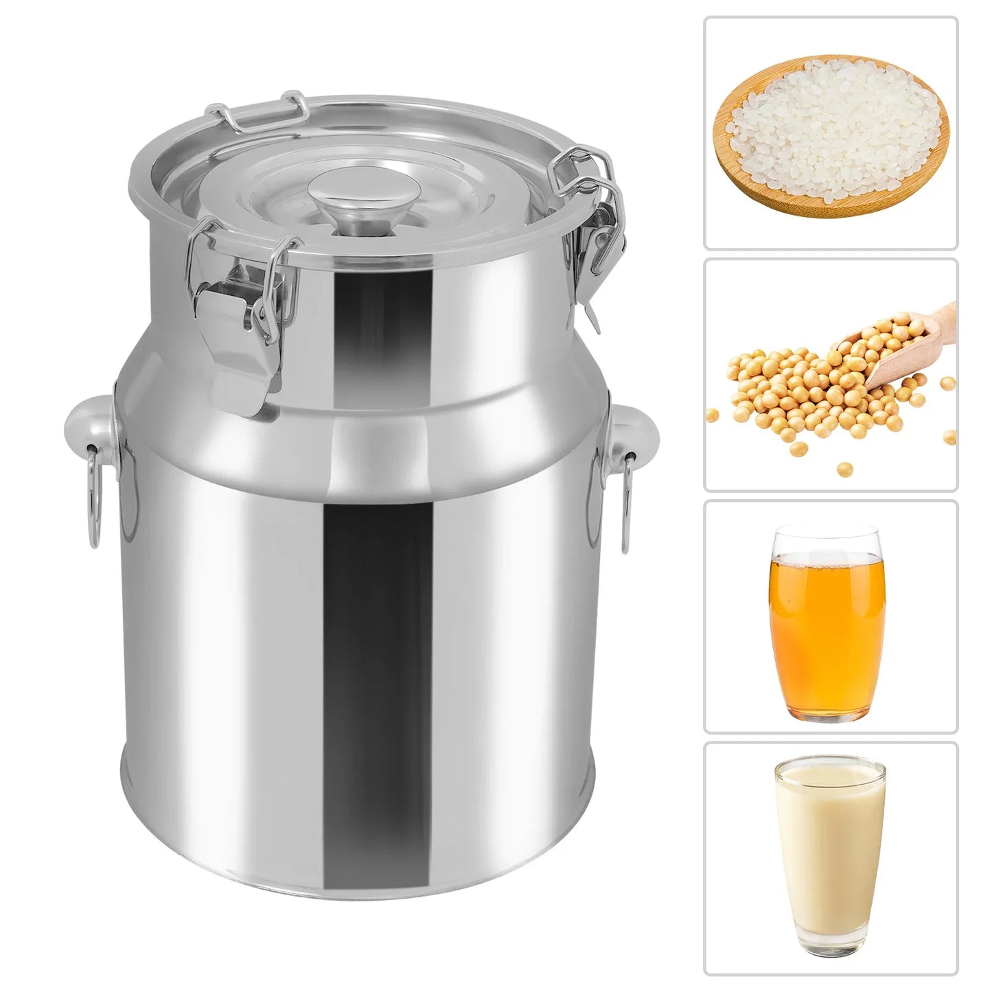 201 Stainless Steel Milk Can Wear-Resistant Sealed Barrel Large Capacity for Breakfast Restaurant and Milk Shop Easy to Clean
