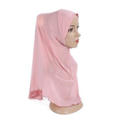 H120 Teenage girls plain hijab hats muslim scarf islamic headscarf hat amira pull on headwrap beautiful 10 years girl scarf