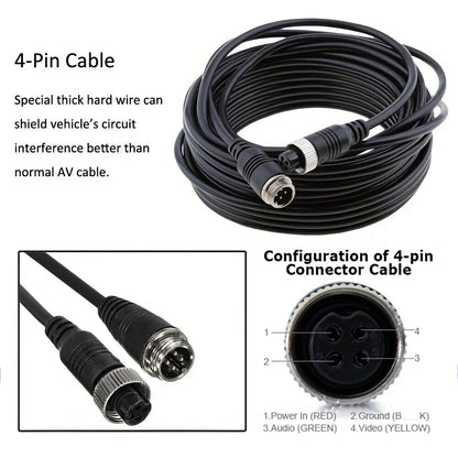 Car Rear View Backup Camera Kit 5 inch Monitor 4Pin for RV Bus Truck 12V/24V with Double Mount Easy Installation