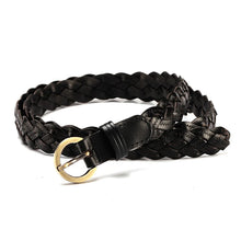 Load image into Gallery viewer, Women Leather Belt Waist Bands with Round Gold Buckle Braided Dress Belt Casual Thin Belt For Student Ladies Clothes Accessories
