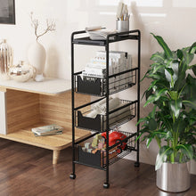 Load image into Gallery viewer, 4-Tier Metal Kitchen Slim Utility Cart Trolley Storage Shelf with Slide-Out Drawers
