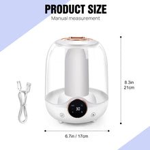 Load image into Gallery viewer, 3L Air Humidifier, Home Humidifier Essential oil Diffuser,Cool Mist Humidifier for Home Office,Auto-off, 7 Color Night Lights
